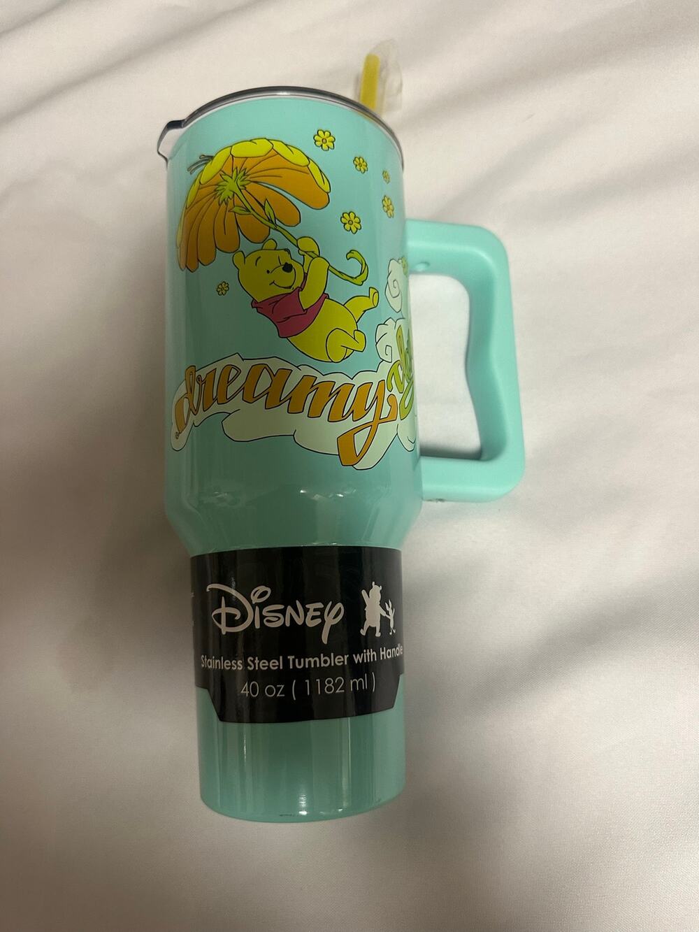 Disney Winnie the pooh stainless steel tumbler 40 ounce  color turquoise NWT